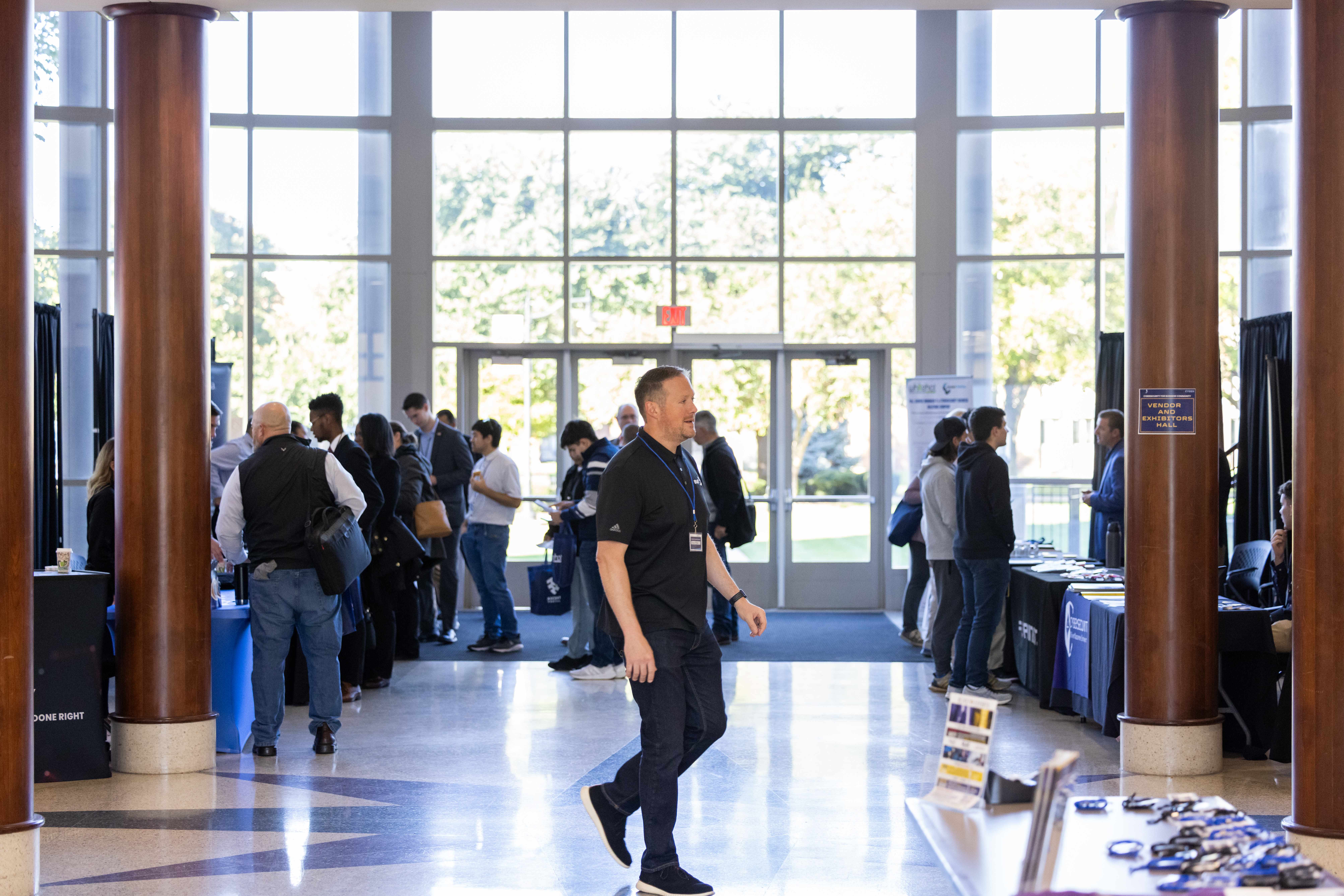 out-Guy Walking Exibit Hall